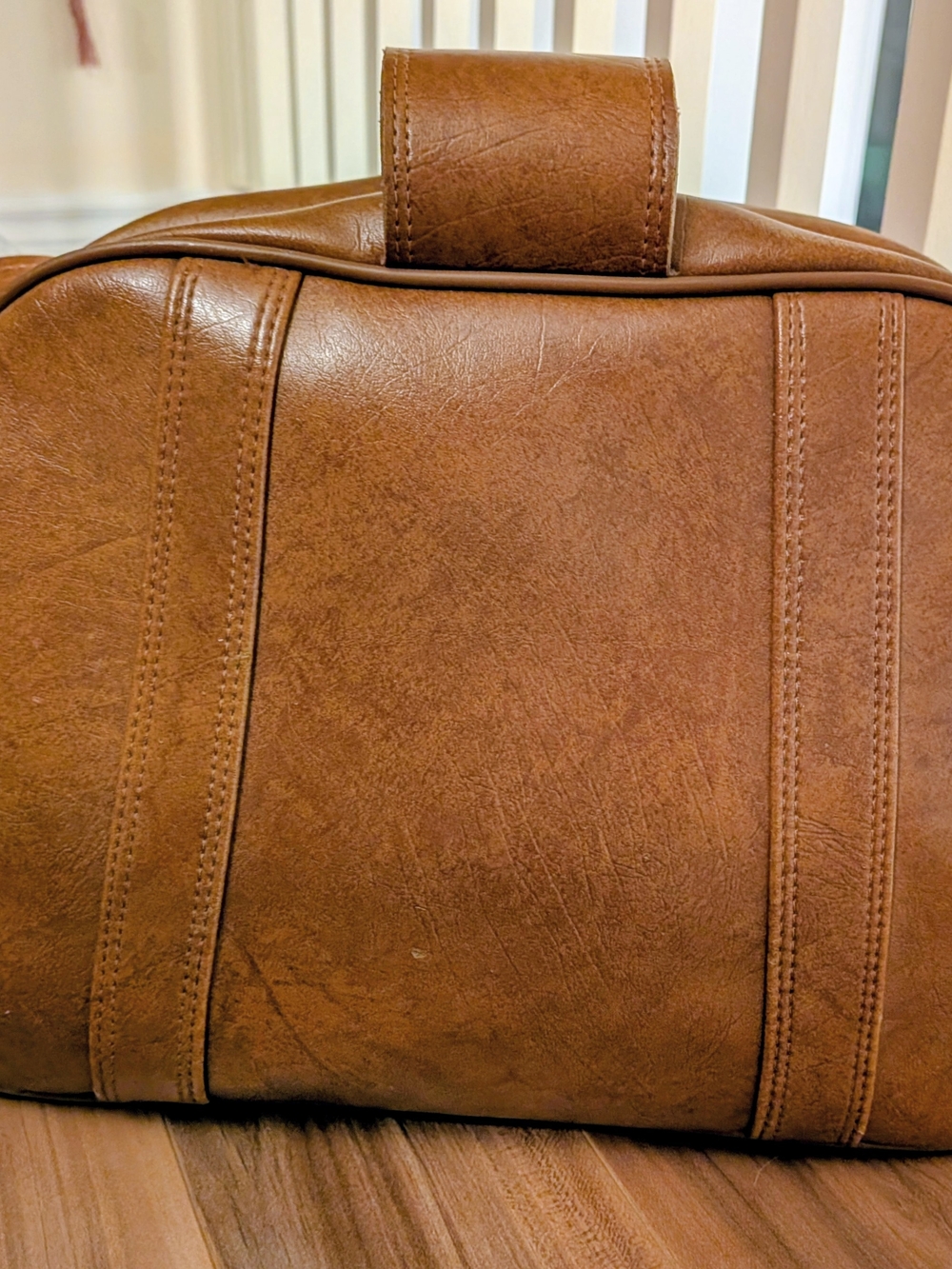 Vintage 70s Cognac Brown Faux Leather Shoulder Bag Boho Retro - Picture 3 of 7